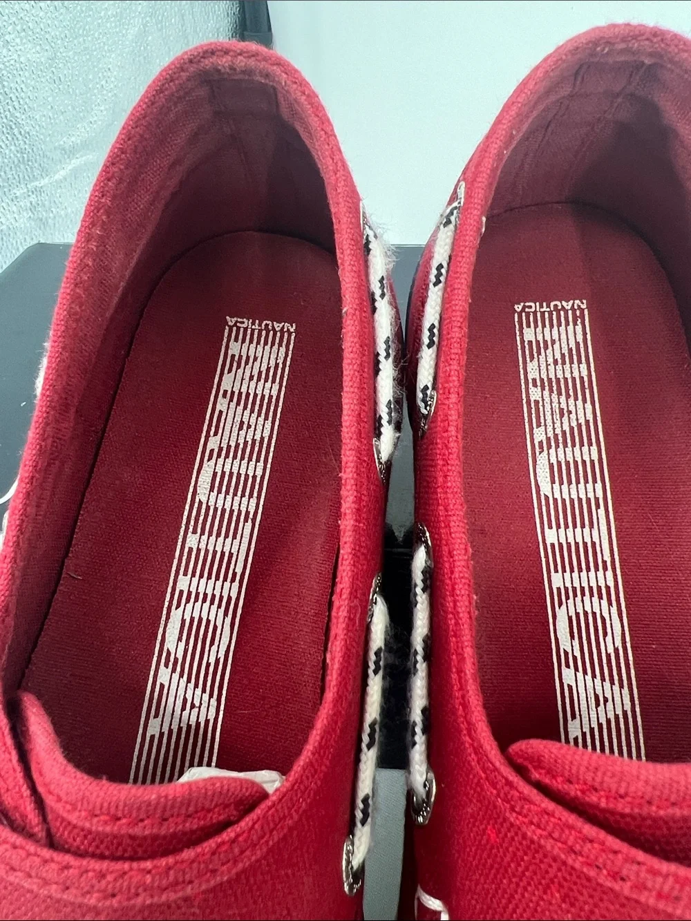 Nautica Men’s Red Canvas Slip-On Boat Shoes